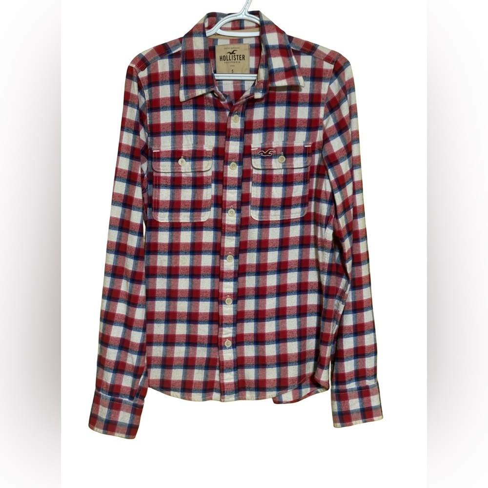 Hollister Red, White & Blue men’s Plaid Button-Down Shirt